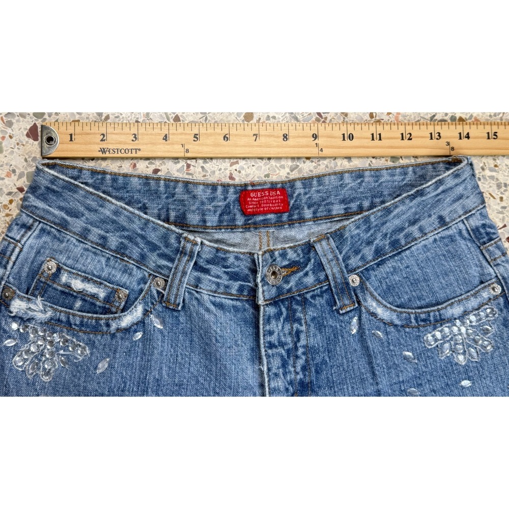 Guess‎ USA Vtg Women's Distressed & Bedazzled Bootcut Denim Jeans Size 29 - Picture 9 of 12